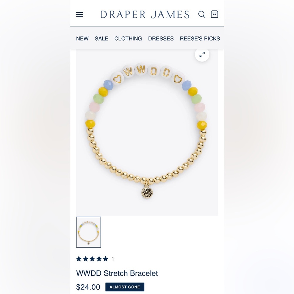Colorful What Would Dolly Do stretch Beaded Bracelet with Gold Accents